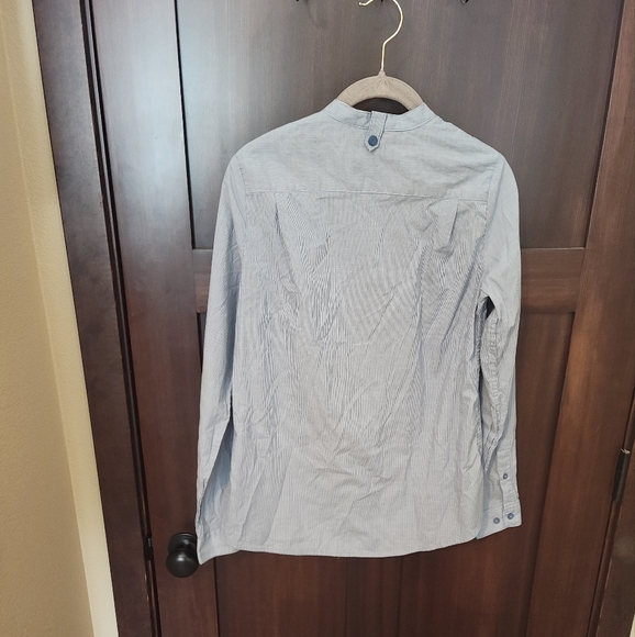 EUC Chef Works Contemporary Button Up Shirt Blue & White Striped Size Small - Picture 7 of 8